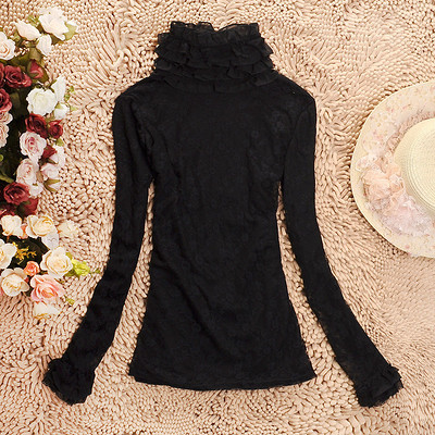 冬款加厚韓版蕾絲打底衫 雙層花邊領(lǐng)，優(yōu)雅與溫暖并存